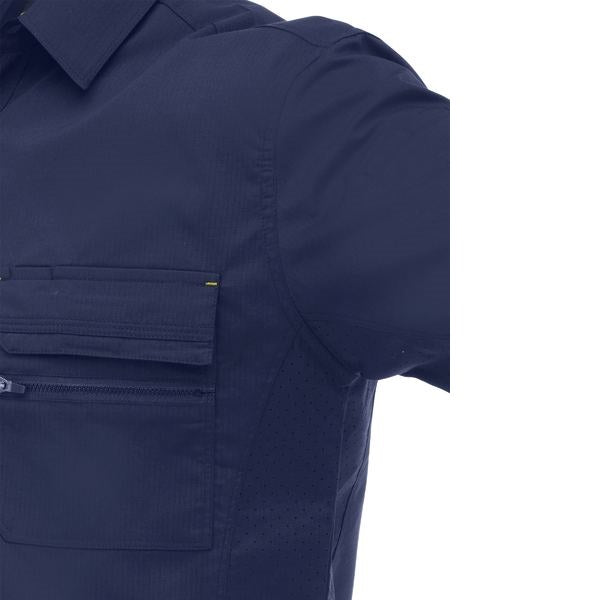 BS1490 Bisley Mens Work Shirt Short Sleeve Navy - Close view