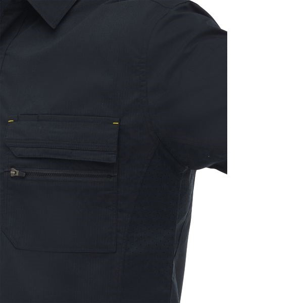 BS1490 Bisley Mens Work Shirt Short Sleeve Black  - Close View