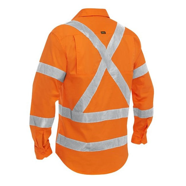 Bisley BSC6166XT X Taped Closed Front Hi Vis Cool Lightweight Drill Shirt