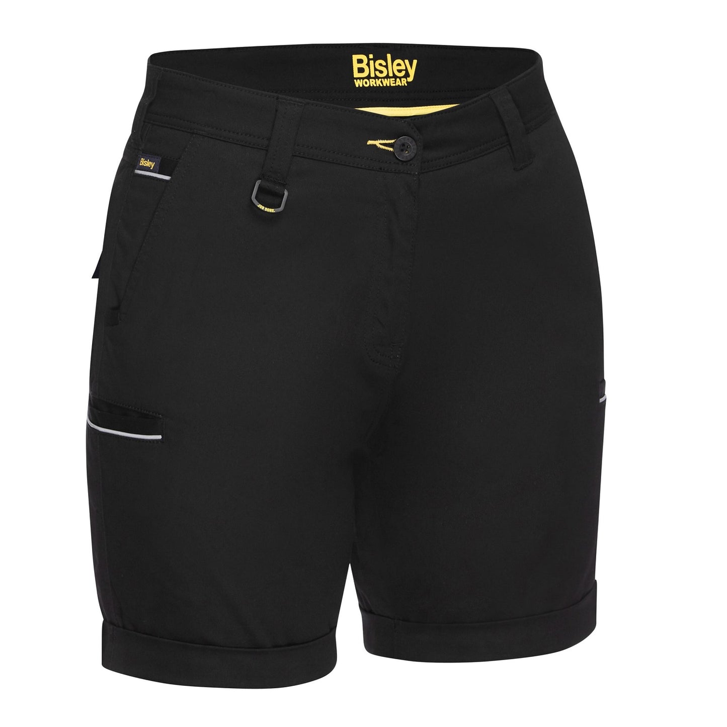 Bisley BSHL1015 Women's Stretch Cotton Shorts -Black colour - Front view