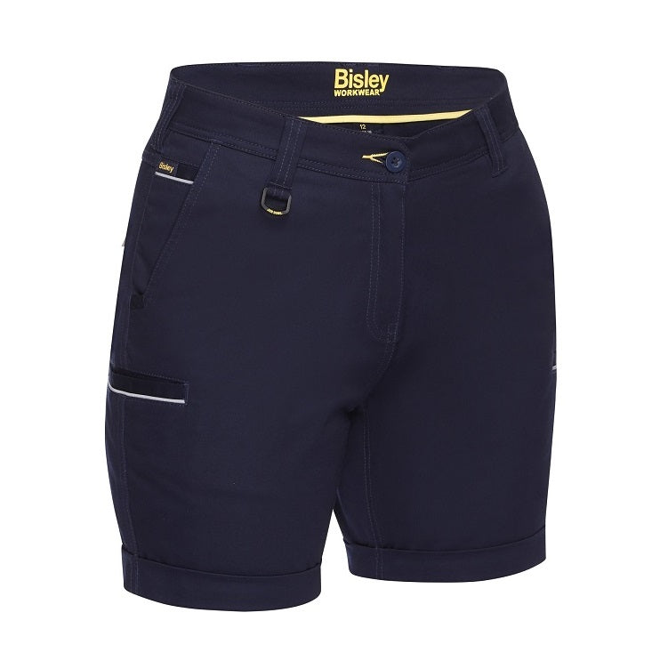 Bisley BSHL1015 Women's Stretch Cotton Shorts - Navy colour - Front view