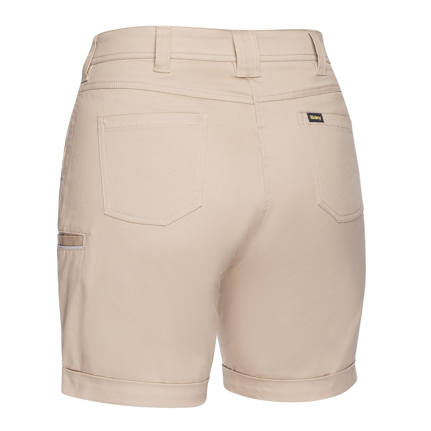 Bisley BSHL1015 Ladies Workwear Stretch Cotton Shorts -Stone colour -Back view