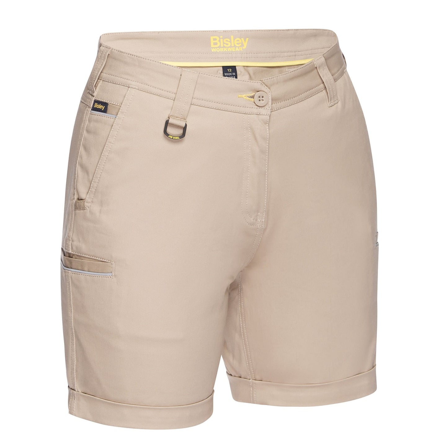 Bisley BSHL1015 Women's Stretch Cotton Shorts -Stone colour - Front view