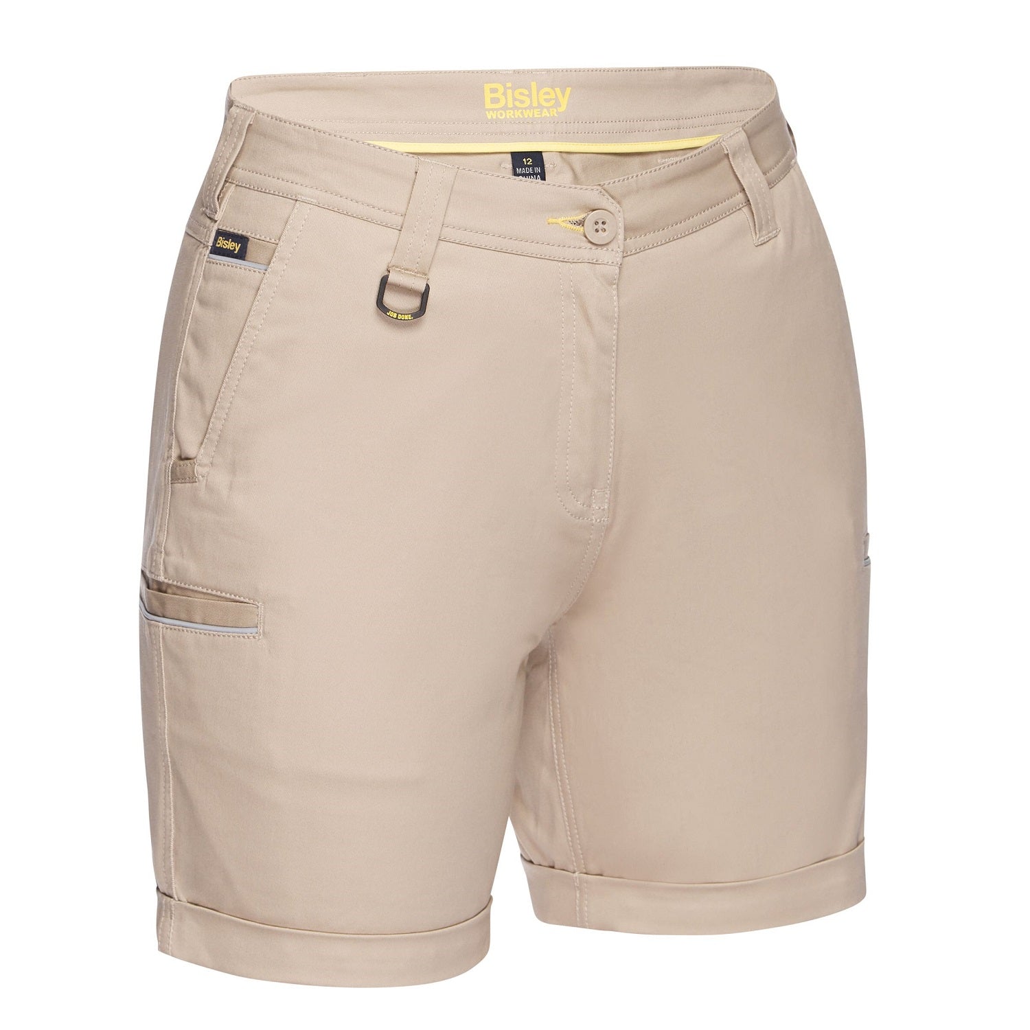 Bisley BSHL1015 Women's Stretch Cotton Shorts -Stone colour - Front view