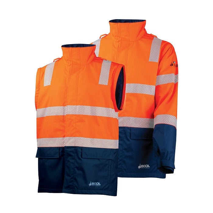 Bool BW2340T4 FR PPE3 Hi-Vis Parka With Zip-Off Sleeves And Segmented FR Tape