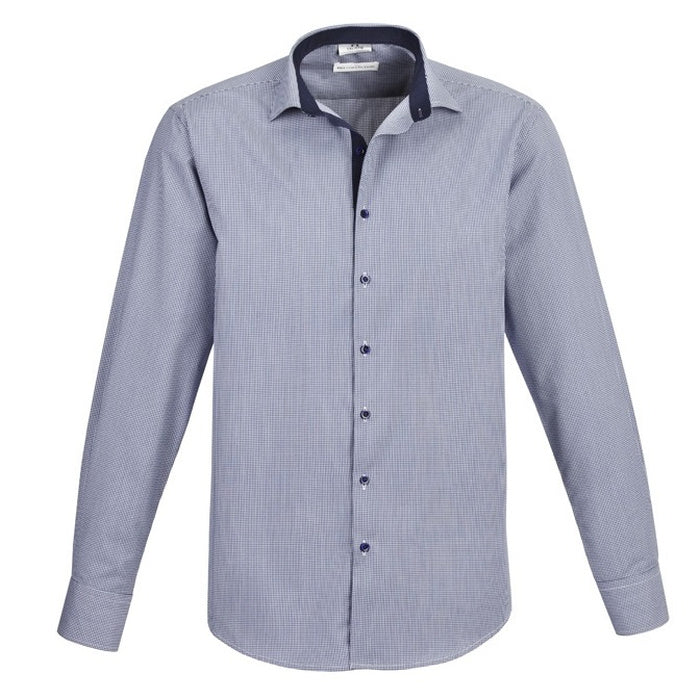 Biz Collection S267ML Edge Mens Long Sleeve Shirt - Blue - Front View
