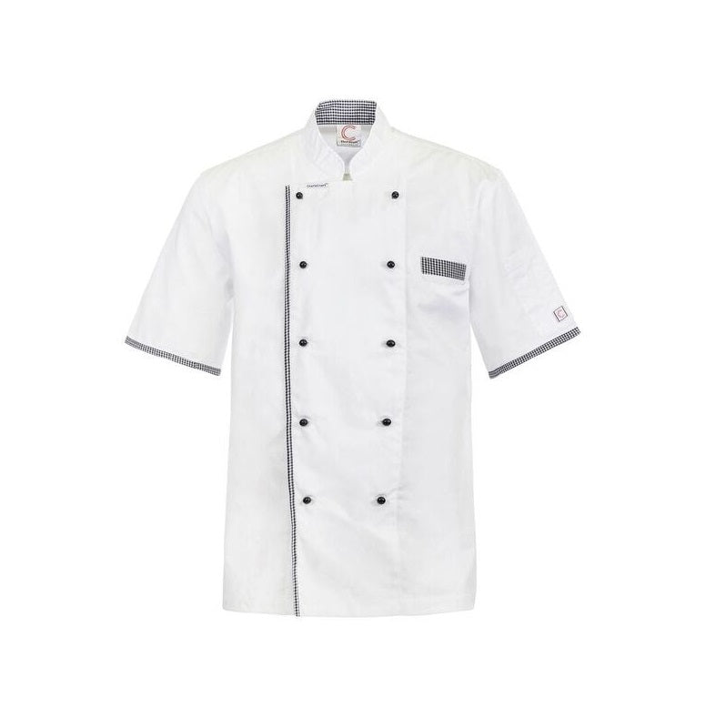 Chefscraft CJ042 DISCONTINUED Executive Chefs Lightweight Vented S/S Jacket with Checked Detail