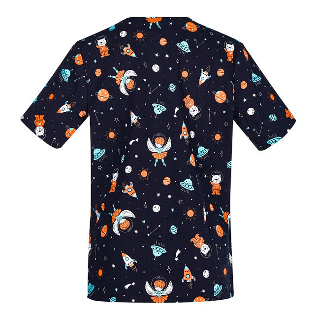 Biz Care CST148LS Womens Space Party Scrub Top