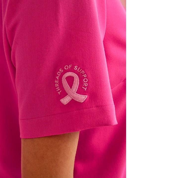 Biz Care CST245LS Womens Pink V-Neck Scrub Top