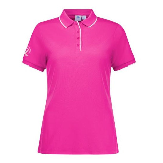 Biz Care CST313LS Women's Pink Short Sleeve Work Polo - Front View