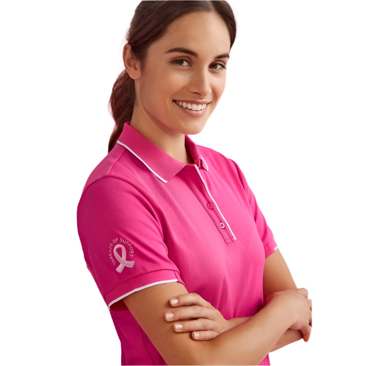 Biz Care CST313LS Women's Pink Short Sleeve Polo