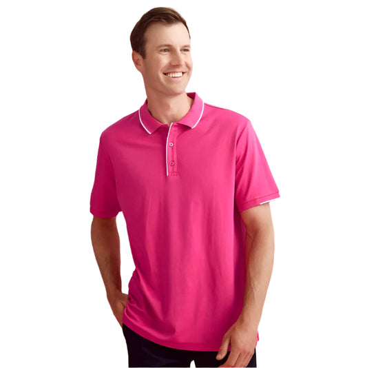 Biz Care CST313MS Mens Pink Short Sleeve Polo
