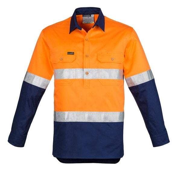Syzmik ZW550 Mens HiVis Closed Front L/S Shirt - Hoop Taped