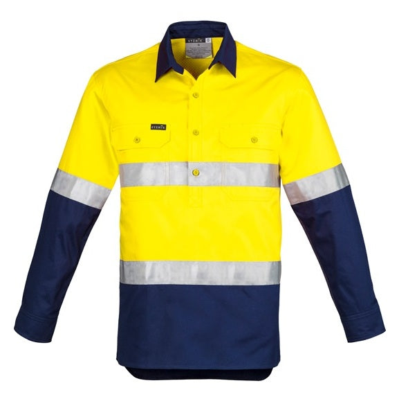Syzmik ZW550 Mens HiVis Closed Front Long Sleeve Shirt - Hoop Taped