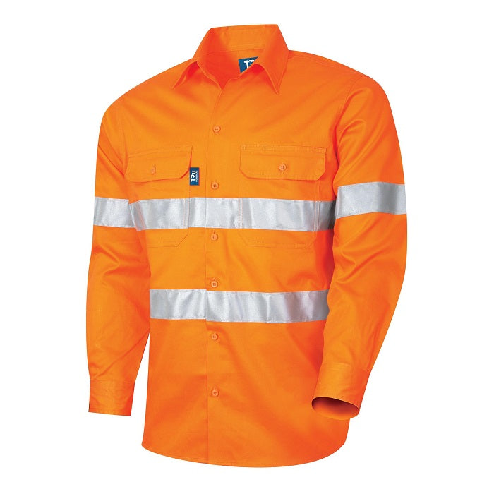 Tru Workwear DS1112T1 Regular Weight Cotton Hi Vis Shirt With Reflective Tape
