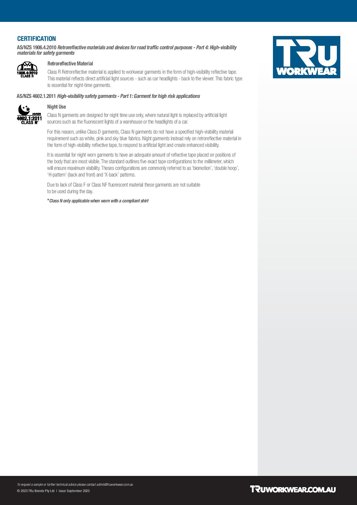 TRu Workwear DT1170T2 Midweight Cotton Stretch Cargo Trousers With Biomotion Reflective Tape