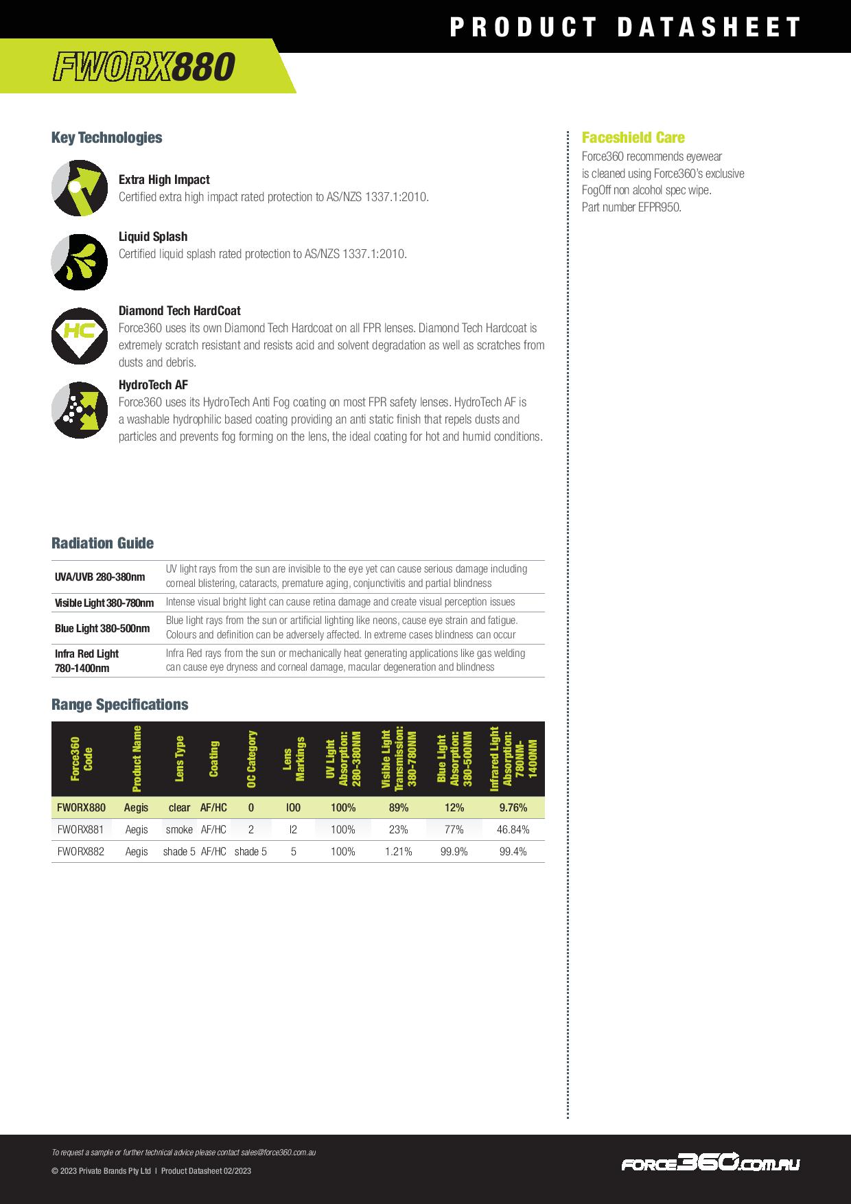 Force360 FWORX886 Aegis Replacement Shade 5 Visor
