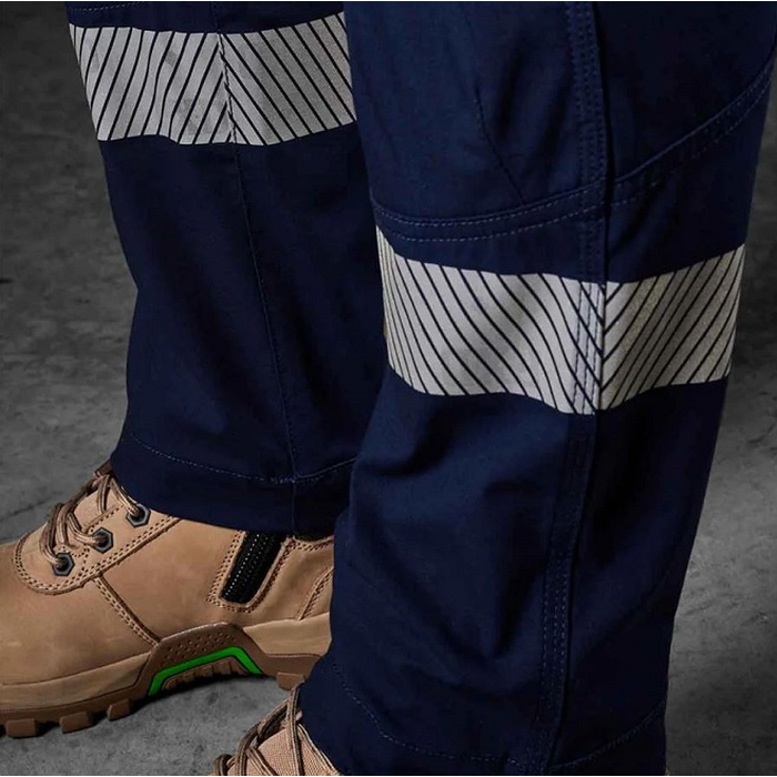 FXD WP-7WT Womens Taped Stretch Ripstop Work Pants - Navy - Cuff Reflective Tape Detail View