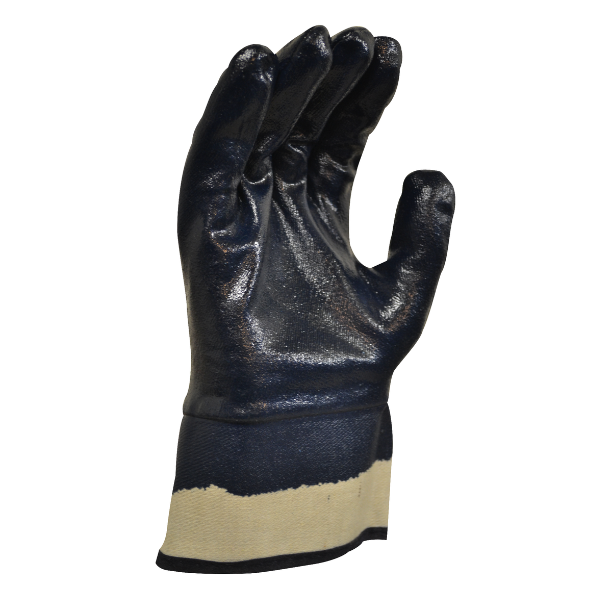 Maxisafe GNB131 Blue Knight Safety Cuff Fully Coated Nitrile Glove - Black/Beige - Palm View