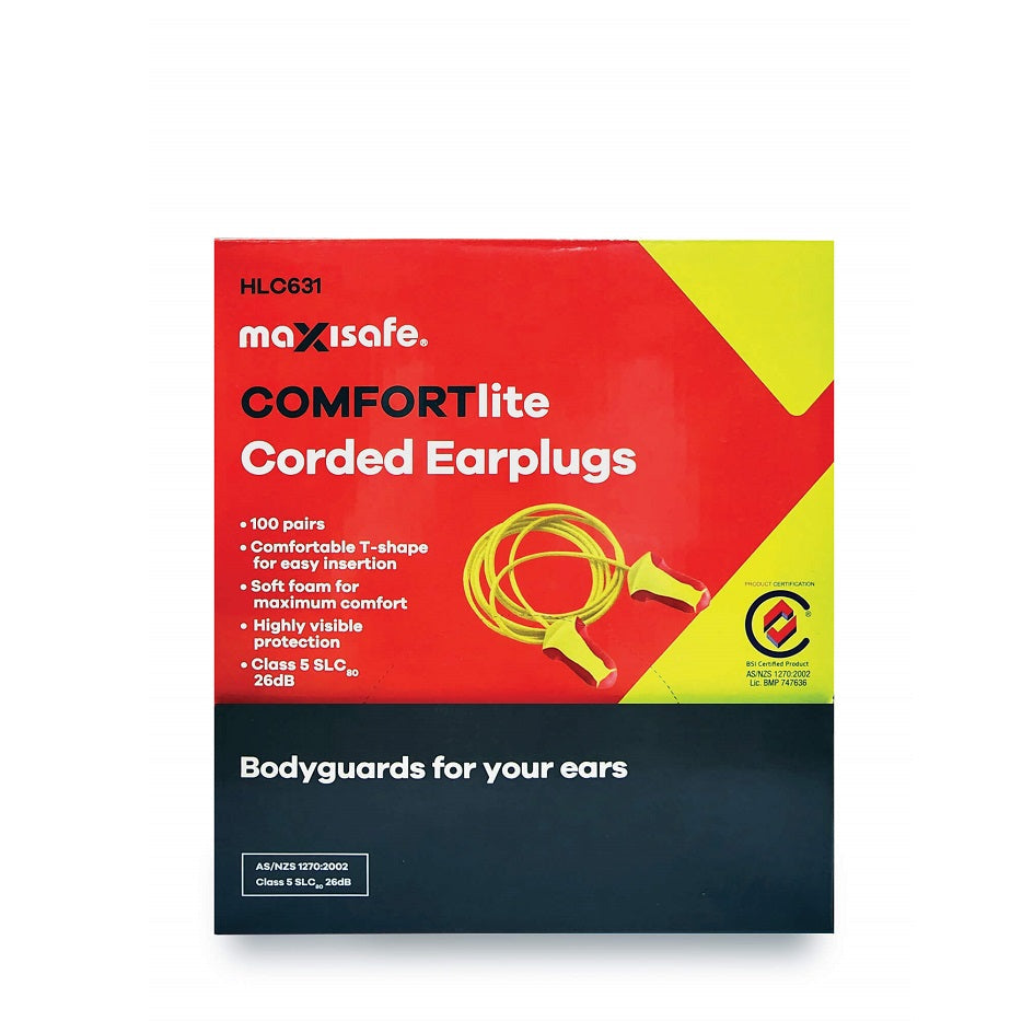 Maxisafe Hlc631 Comfortlite T-shaped Corded Earplugs - Class 5