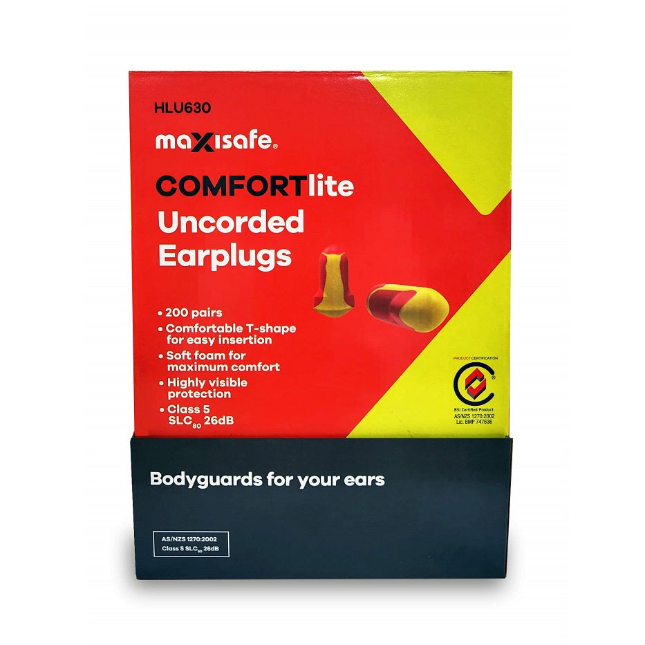 Maxisafe HLU630 COMFORTlite T-Shaped Uncorded Earplugs - Class 5