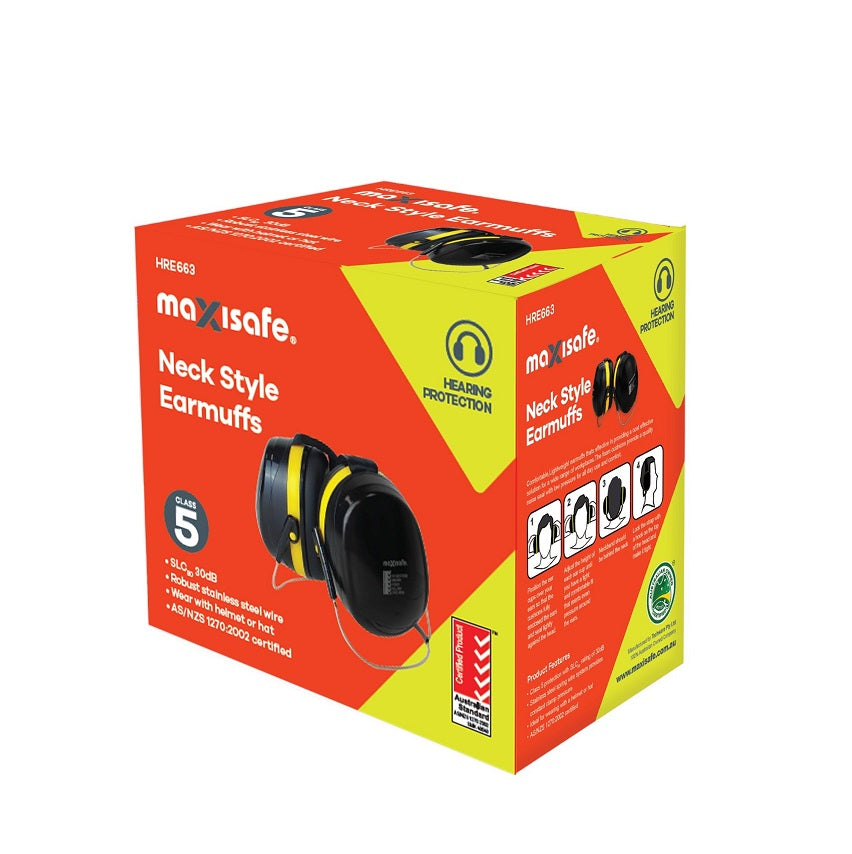 Maxisafe HRE663 Maxisafe Neck Style Earmuff 30dB Class 5 Yellow