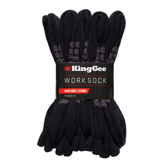 KingGee K09035 Mens Crew 5 Pack Work Socks