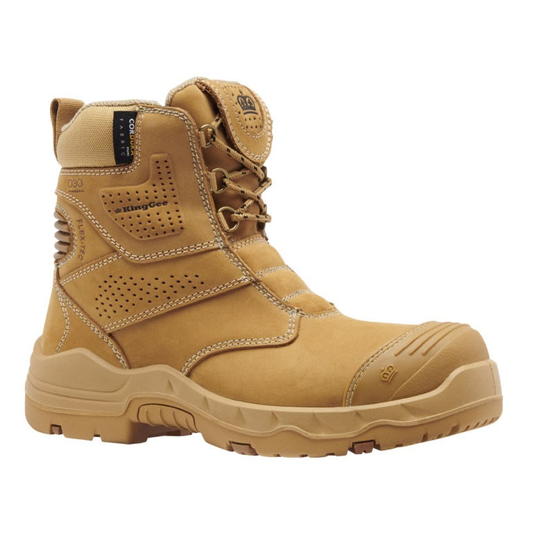KingGee K28012 Women's Bennu Pro 6 Work Safety Boots Wheat Colour - Scuff Cap with King Gee Logo