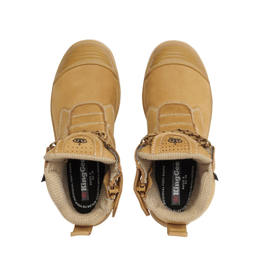 KingGee K28012 Women's Bennu Pro 6 Work Boots Wheat Colour - Scuff Cap - Top view