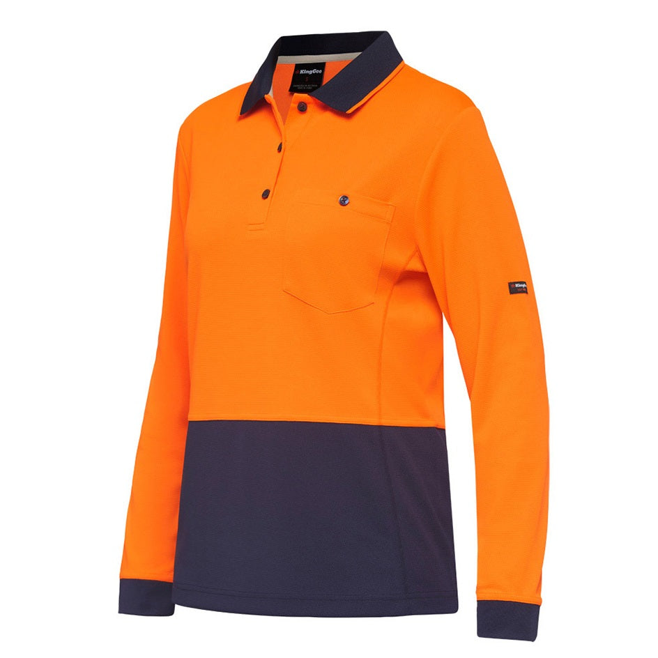 KingGee K44730 Workcool Hyperfreeze HiVis Spliced Polo L/S