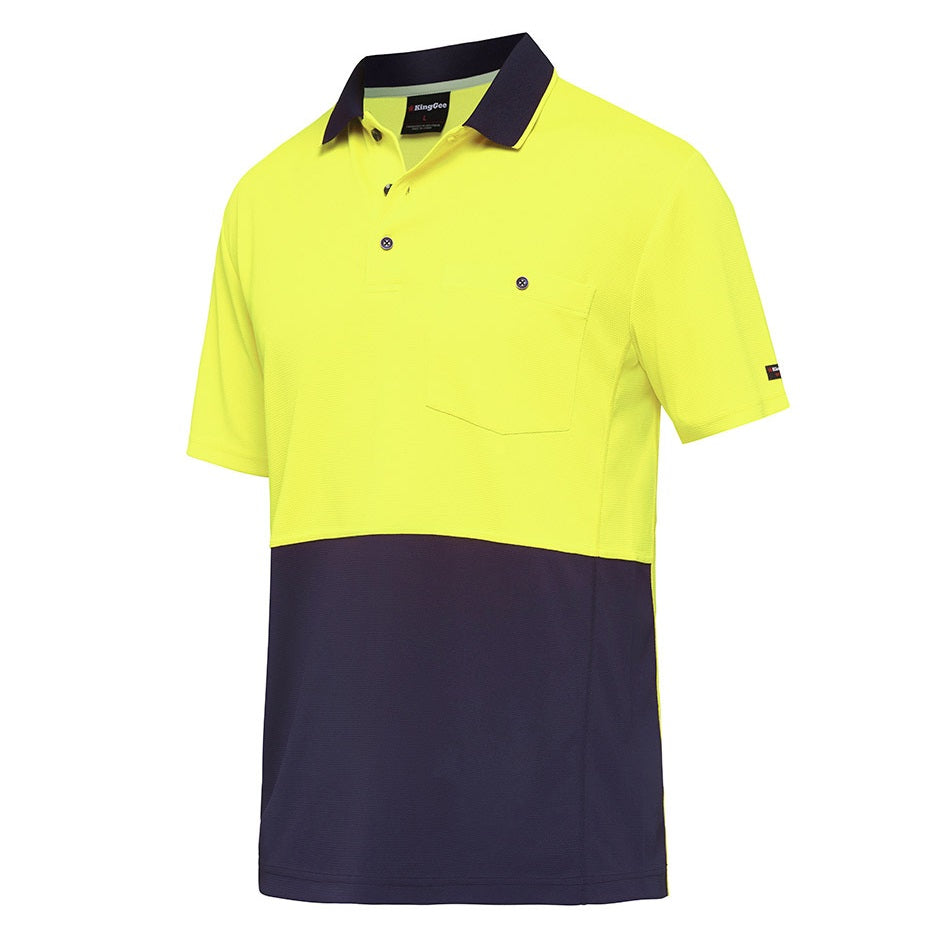 KingGee K54205 Workcool Hyperfreeze HiVis Spliced Polo Short Sleeve