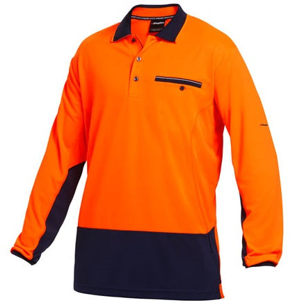 KingGee K54840 Workcool HiVis Spliced Polo Long Sleeve