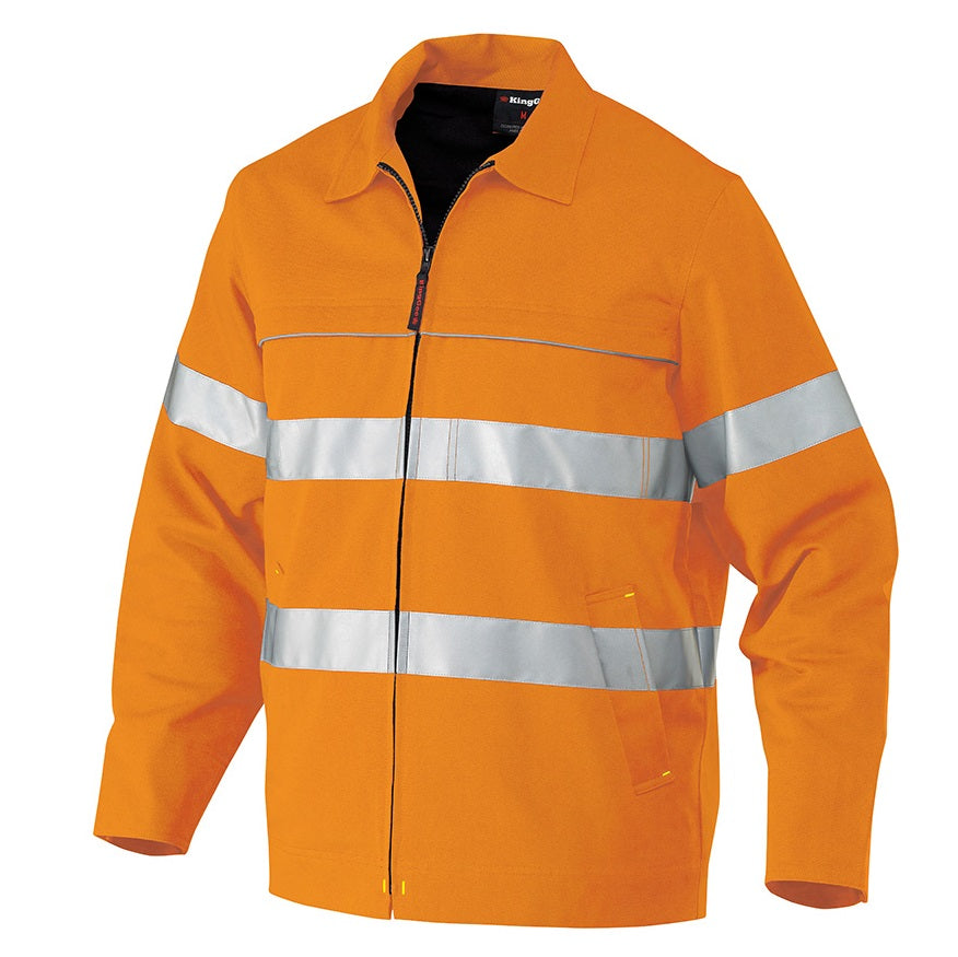 KingGee K55805 HiVis Reflective Nano-tex Cotton Drill Work Jacket