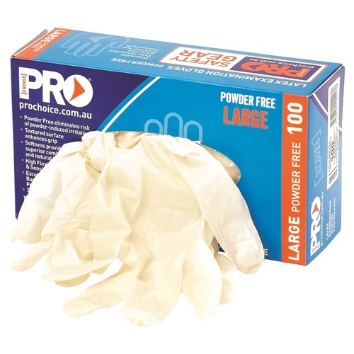 Pro Choice MDLPF Disposable Latex Powder Free Gloves - Box of 100