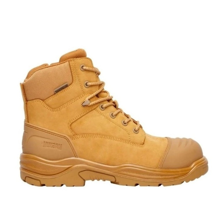 Tan work boot on a white background MSM150