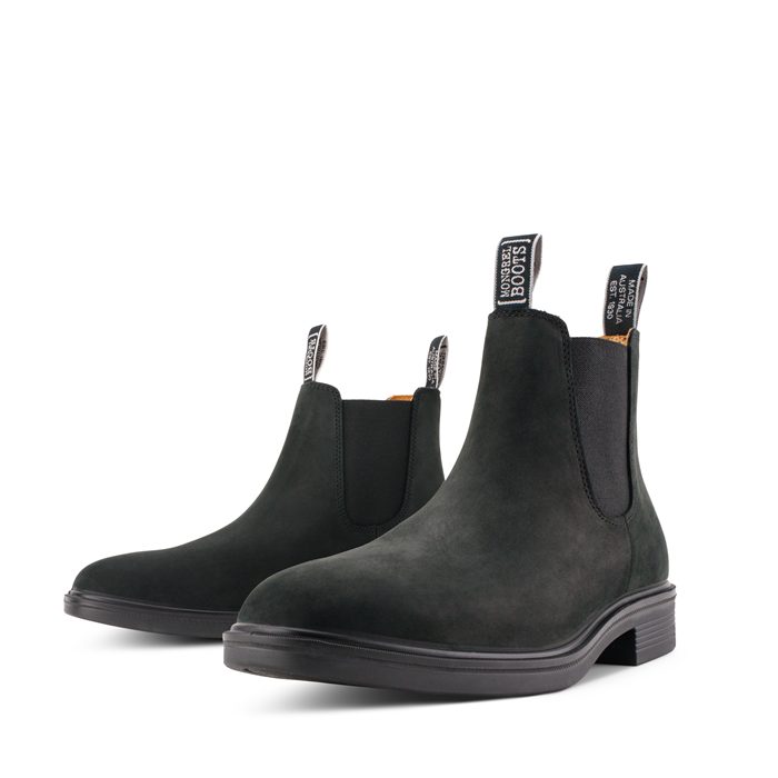 womens or Mens Unisex Long Wearing, premium nubuck leather, Mongrel 805022 Black Non-Safety Riding Boots Front pair view