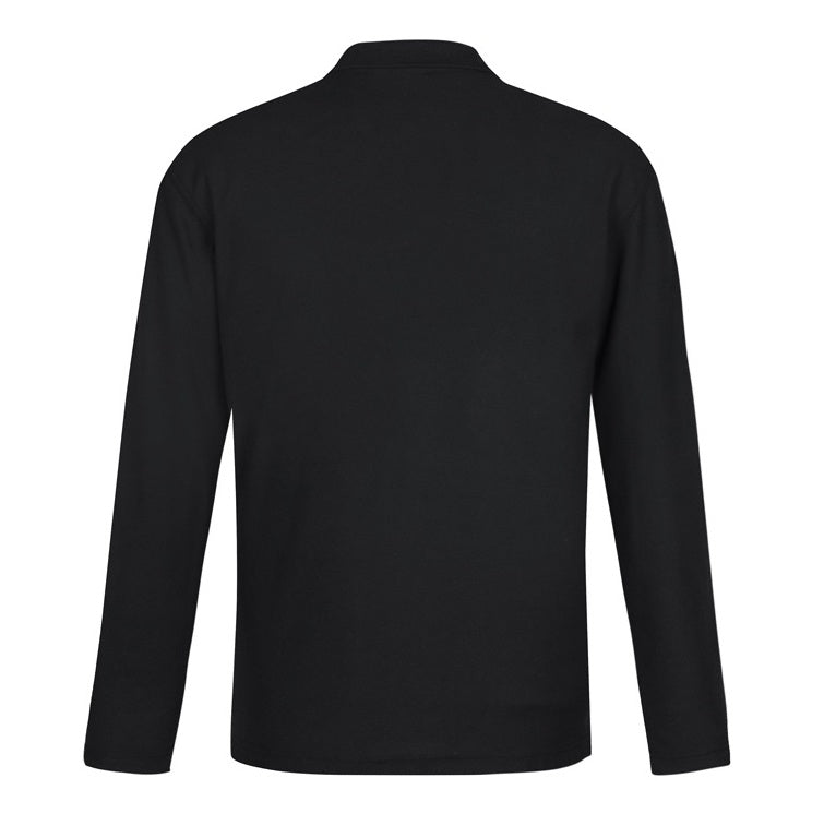 Biz Collection P400ML Crew Mens Long Sleeve Polo - Black - Back View