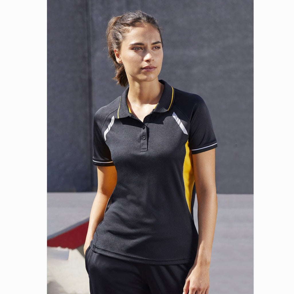 Biz Collection P700LS Ladies Renegade Polo Black/Gold/Silver