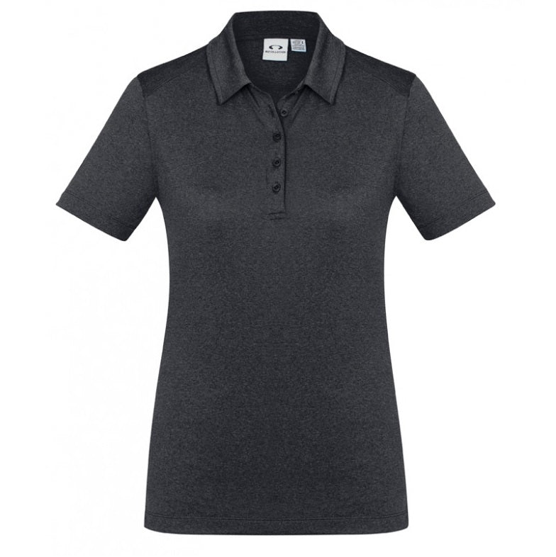 Biz Collection P815LS Ladies Aero Polo - Charcoal colour, Front view