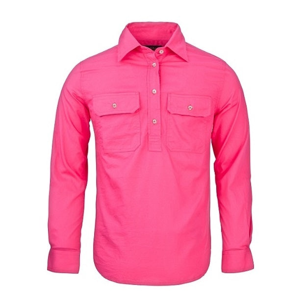 Pilbara RM300CF Womens Closed Front Long Sleeve Shirt Hot Pink