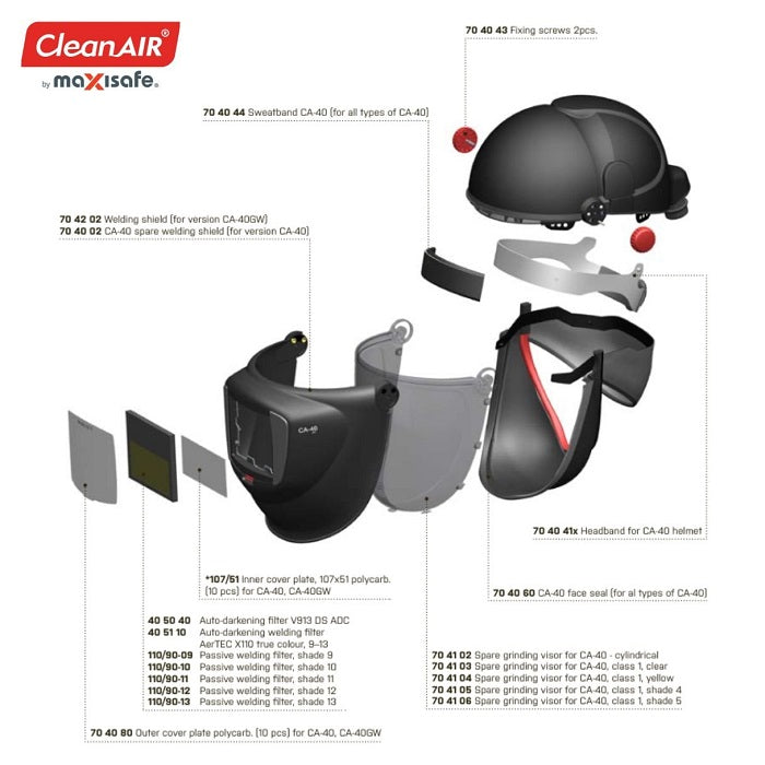 Maxisafe R704100 CleanAir Helmet CA-40G W/ Clear Flip Up Visor