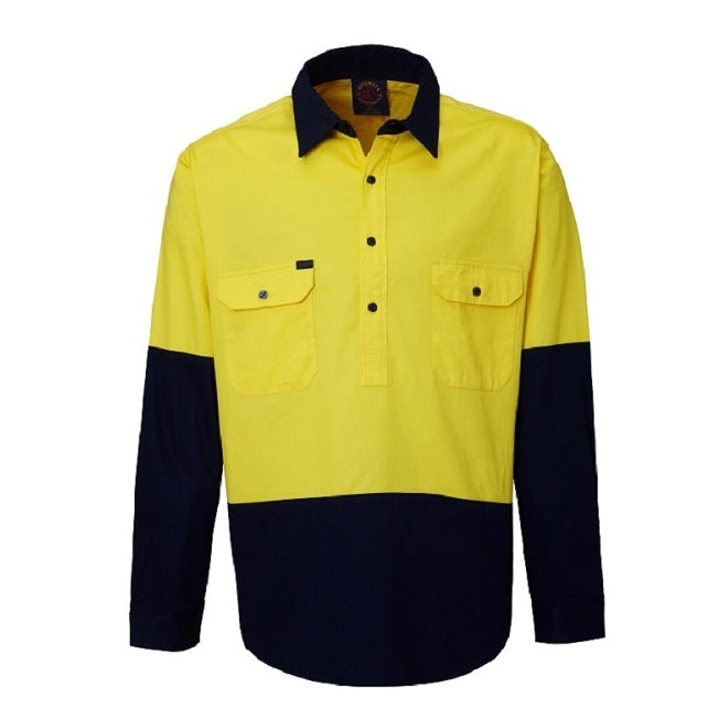 Ritemate RM105CF Closed Front Long Sleeve 2-Tone Shirt