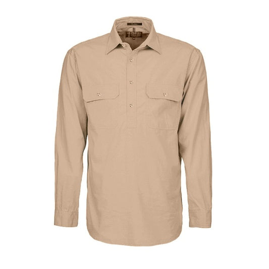 Pilbara RM200CF Mens Pilbara Closed Front Long Sleeve Shirt Clay