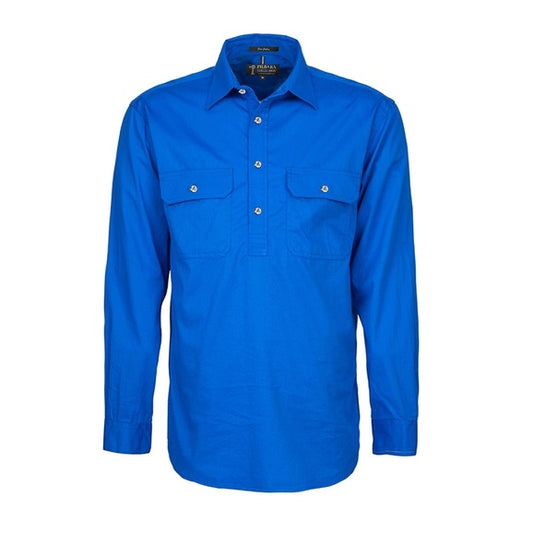 Pilbara RM200CF Mens Pilbara Closed Front Long Sleeve Shirt Cobalt Blue