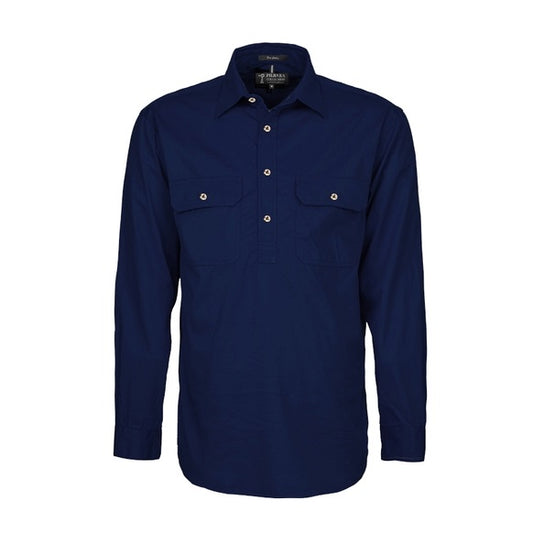 Pilbara RM200CF Mens Pilbara Closed Front Long Sleeve Shirt French Navy