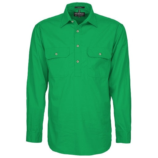 Pilbara RM200CF Mens Pilbara Closed Front Long Sleeve Shirt Emerald