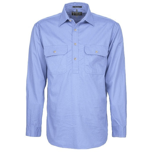 Pilbara RM200CF Mens Pilbara Closed Front Long Sleeve Shirt Pale Blue