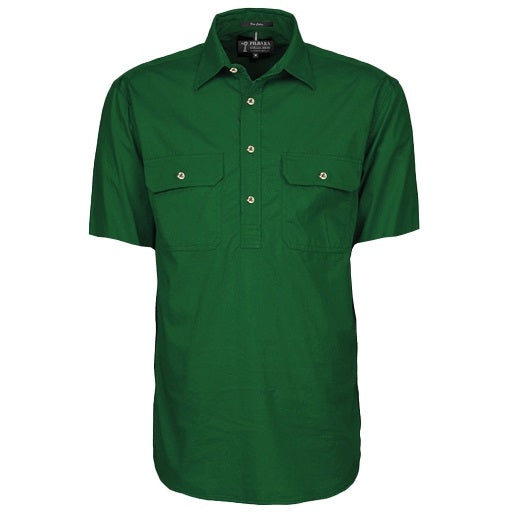 Pilbara RM200CFS Mens Closed Front Short Sleeve Lightweight Shirt Green