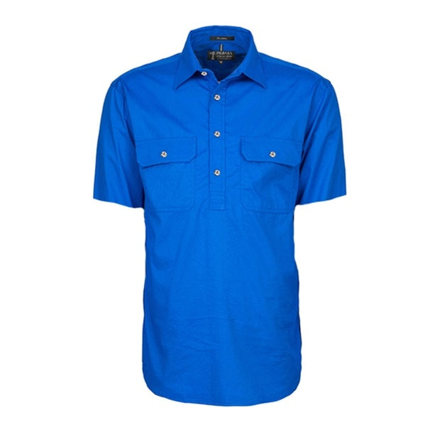 Pilbara RM200CFS Mens Closed Front Short Sleeve Lightweight Shirt Cobalt Blue