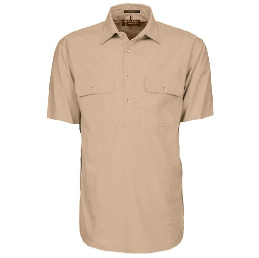 Pilbara RM200CFS Mens Closed Front Short Sleeve Lightweight Shirt Clay
